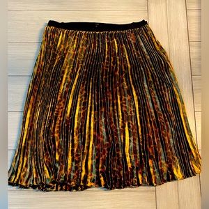 J.Crew Bronze Metallic Leopard Print Accordion Pleated Maxi Skirt
